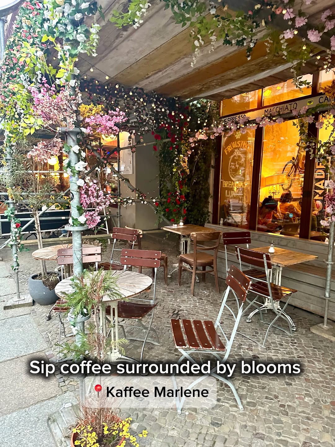 Sip coffee surrounded by blooms